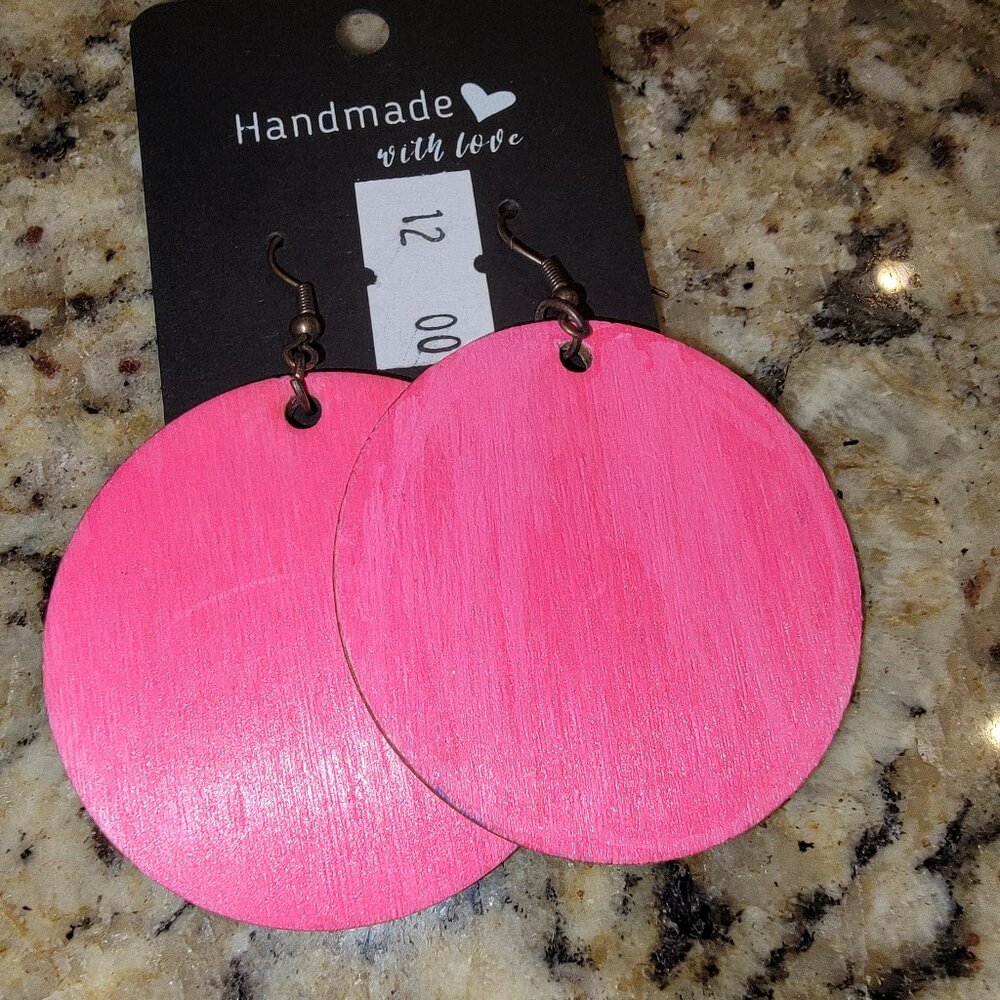 Custom Wood Earrings with Nickel-Free Backing | Handmade circle Jewelry